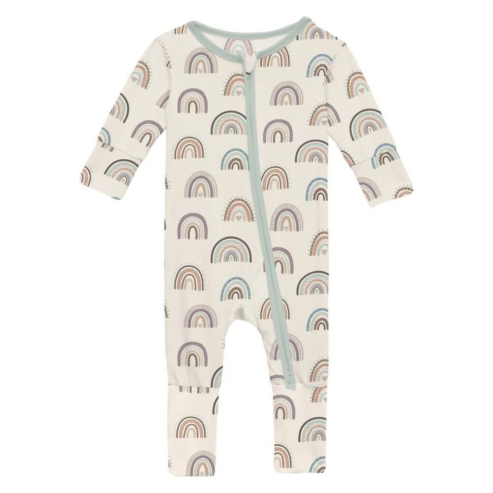 NEW KICKEE baby's convertible sleeper with 2-way zipper in earthly rainbows